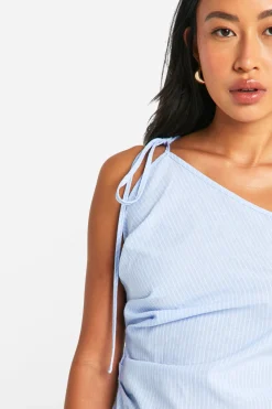 Camisole asymétrique à rayures froncée