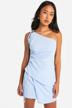 Camisole asymétrique à rayures froncée