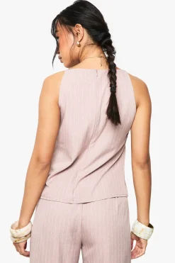 boohoo Camisole à col haut à rayures fines tissées<Femme Tops