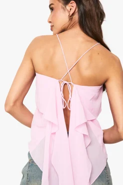 Camisole double couche à dos ouvert avec détail noué