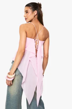 Camisole double couche à dos ouvert avec détail noué