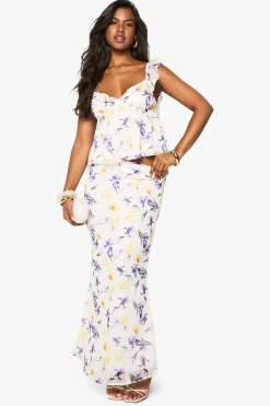 Camisole en mousseline à imprimé floral et bretelles à volants