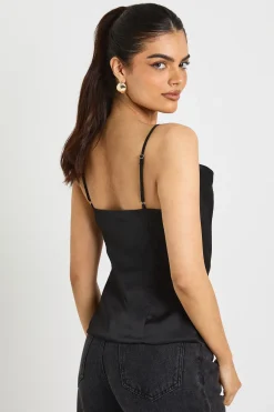 boohoo Camisole en satin et dentelle à encolure drapée<Femme Satin Et Dentelle|Tops
