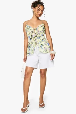Camisole à imprimé floral tissé avec volants