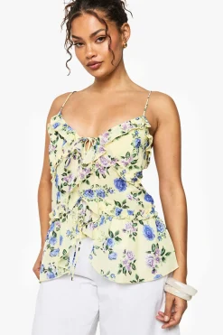 Camisole à imprimé floral tissé avec volants