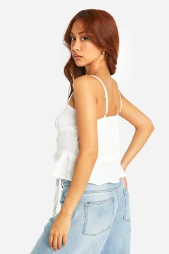 Camisole nouée à bordure en dentelle