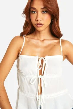 Camisole nouée à bordure en dentelle