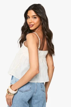 boohoo Camisole à peplum en jacquard tissé<Femme Tops