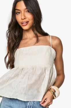 boohoo Camisole à peplum en jacquard tissé<Femme Tops