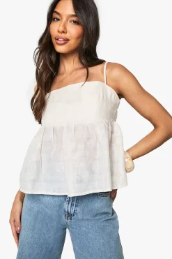 boohoo Camisole à peplum en jacquard tissé<Femme Tops