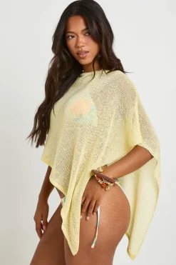 boohoo Cape En Maille Ajourée Transparente À Encolure Échancrée<Femme Pulls Et Gilets|Toutes Les Mailles