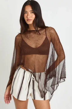 boohoo Cape Légère En Crochet Tricoté<Femme Looks Chocolat|Pulls Et Gilets