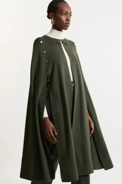 KarenMillen Cape Longue en Maille Mélangée Viscose Style Militaire<Femme Manteaux Et Vestes D’Automne|Vestes & Manteaux