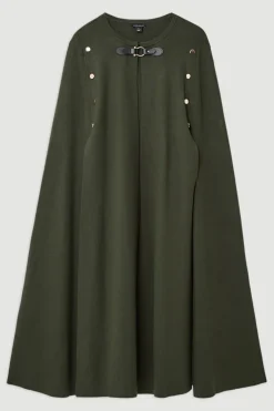 KarenMillen Cape Longue en Maille Mélangée Viscose Style Militaire<Femme Manteaux Et Vestes D’Automne|Vestes & Manteaux