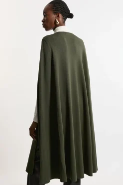 KarenMillen Cape Longue en Maille Mélangée Viscose Style Militaire<Femme Manteaux Et Vestes D’Automne|Vestes & Manteaux
