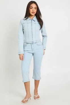boohoo Capri En Denim Taille Haute<Femme Denim|Jeans