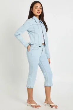 boohoo Capri En Denim Taille Haute<Femme Denim|Jeans