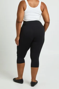 boohoo Capri Taille Moyenne Grande Taille Toucher Coton<Femme Pantalons|Leggings