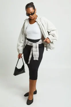 boohoo Capri Taille Moyenne Grande Taille Toucher Coton<Femme Pantalons|Leggings