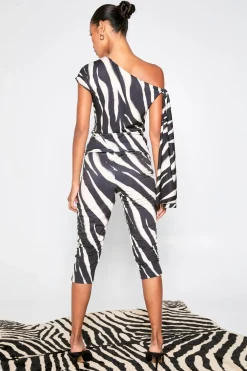 Capri à Taille Nouée Imprimé Zèbre