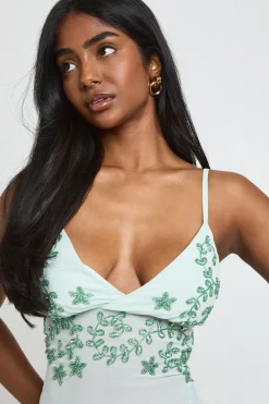 Caraco À Dos Noué Avec Perles Et Sequins