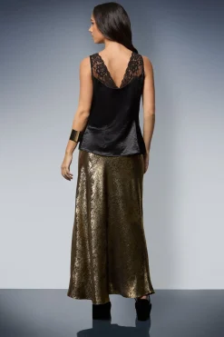 Oasis Caraco en Satin à Col V avec Détails en Dentelle<Femme Satin Et Dentelle|Tops