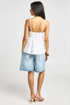 boohoo Caraco Fluide Avec Détail Dentelle Au Buste<Femme Satin Et Dentelle|Tops