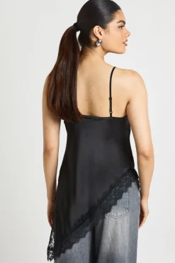 boohoo Caraco Long en Satin à Dentelle<Femme Satin Et Dentelle|Tops