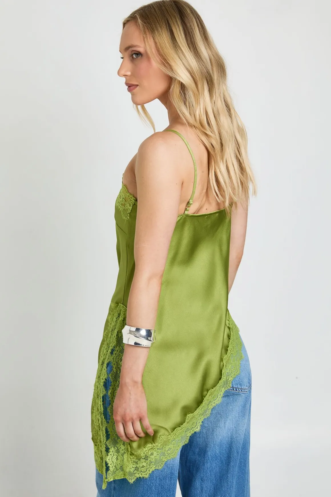 Caraco Long En Satin Et Dentelle Petite Taille