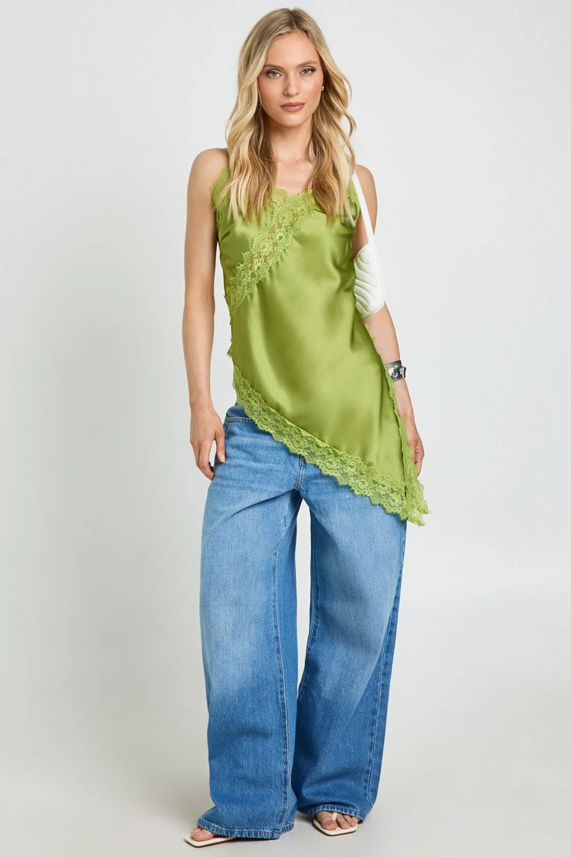 Caraco Long En Satin Et Dentelle Petite Taille