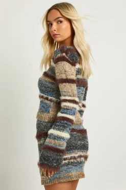 Cardigan ajusté à col rond en tricot duveteux et texturé