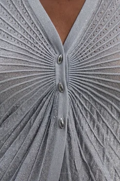 Cardigan Ajusté Tricoté Métallisé Scintillant