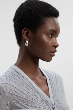 Cardigan Ajusté Tricoté Métallisé Scintillant