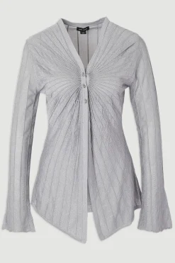 Cardigan Ajusté Tricoté Métallisé Scintillant