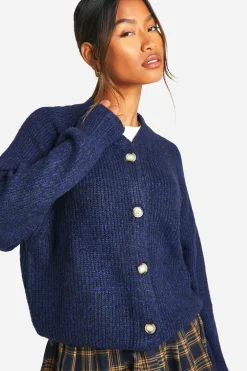 Cardigan Bomber tricoté à côtes douces