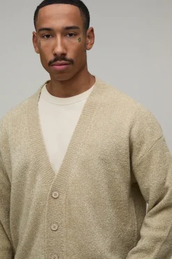 boohooMAN Cardigan Bouclé Tricoté Coupe Ample Décontractée<Homme Maille|Mailles