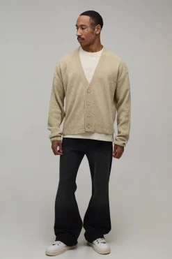boohooMAN Cardigan Bouclé Tricoté Coupe Ample Décontractée<Homme Maille|Mailles