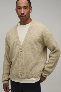 boohooMAN Cardigan Bouclé Tricoté Coupe Ample Décontractée<Homme Maille|Mailles