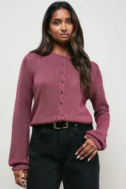 Cardigan Boutonné à Col Festonné