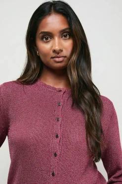 Cardigan Boutonné à Col Festonné