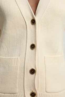 Cardigan Boutonné En Coton Tricoté