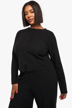 Cardigan boutonné en côtes Plus et pantalon coordonné