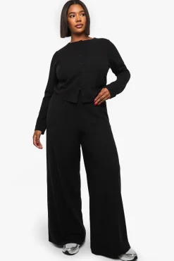 Cardigan boutonné en côtes Plus et pantalon coordonné