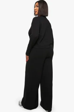 Cardigan boutonné en côtes Plus et pantalon coordonné