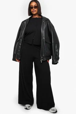 Cardigan boutonné en côtes Plus et pantalon coordonné