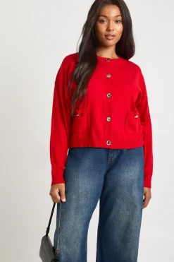 boohoo Cardigan boutonné en maille côtelée Plus<Femme Pulls Et Gilets|Toutes Les Mailles