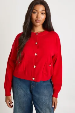 boohoo Cardigan boutonné en maille côtelée Plus<Femme Pulls Et Gilets|Toutes Les Mailles