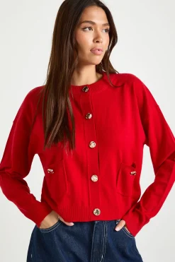 Cardigan boutonné en maille côtelée