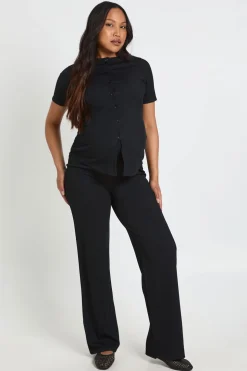Cardigan Boutonné En Maille Douce Et Pantalon Large De Maternité