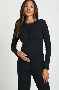 Cardigan Boutonné en Maille Douce de Maternité & Pantalon Large